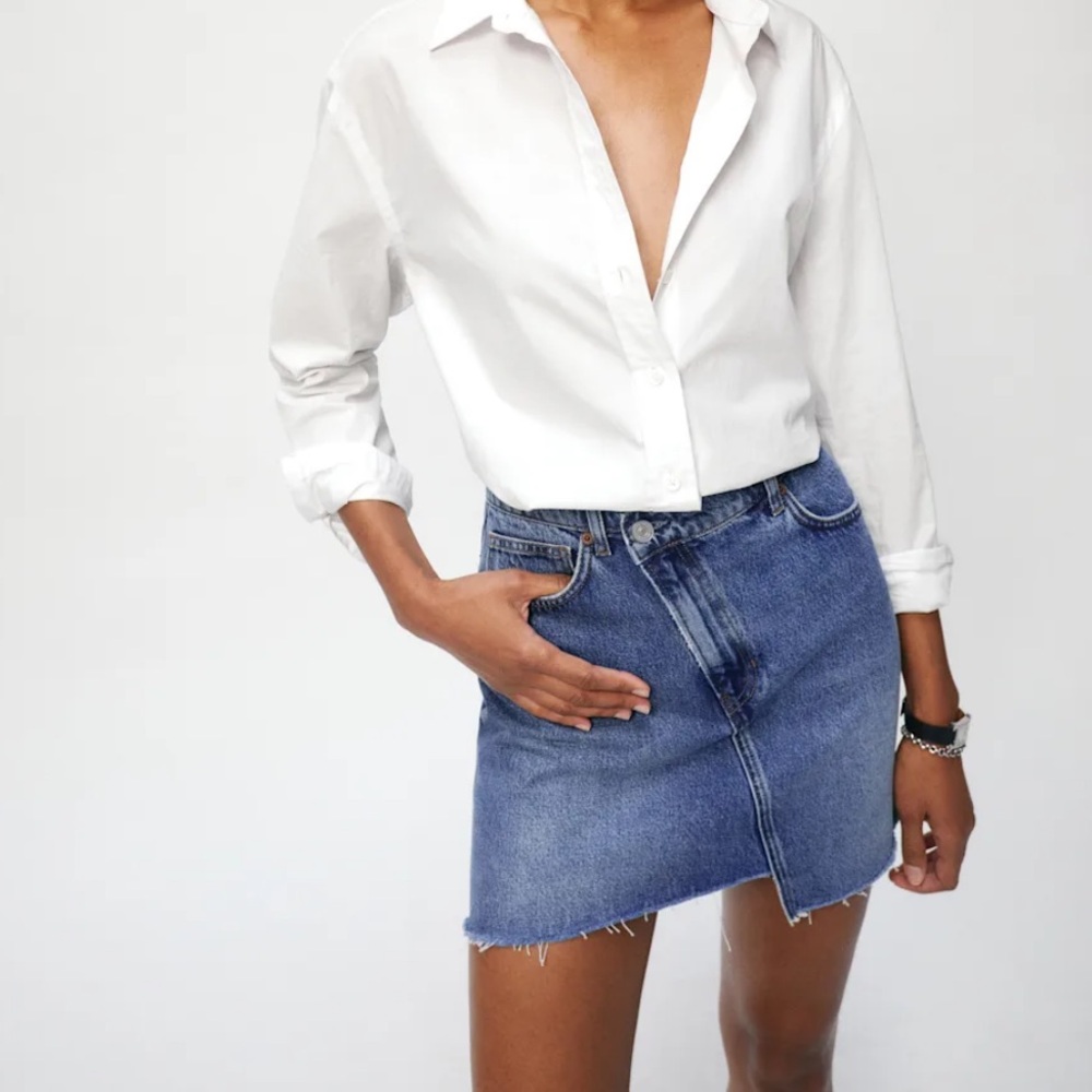 Reformation Ellie Asymmetric Denim Mini Skirt